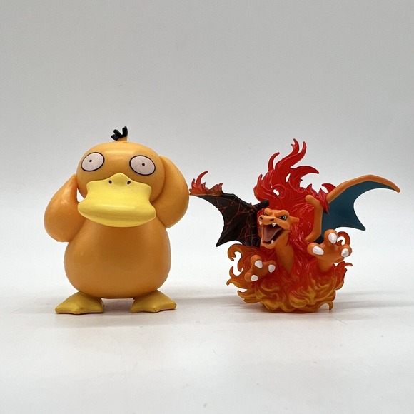 Pokémon Figure Charizard‎ EX 2016 Red Blue Collection Promo Toy  & Psyduck - Picture 1 of 3
